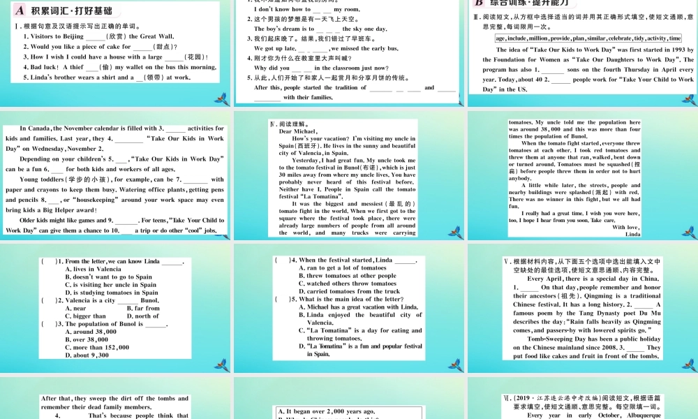 (河南专版)九年级英语全册 Unit 2 I think that mooncakes are delicious(第2课时)习题课件 (新版)人教新目标版 课件