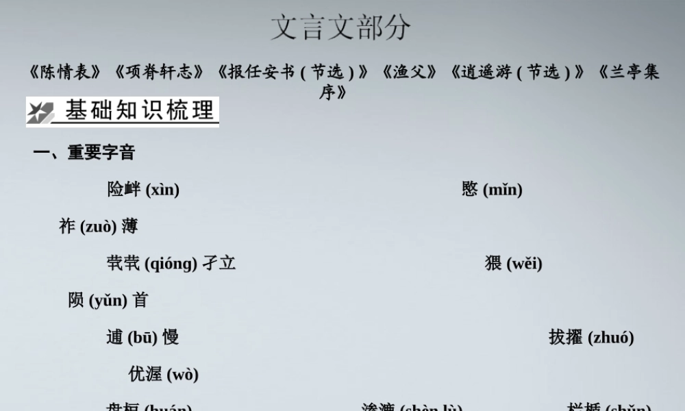 5文言文教材梳理课件 苏教版必修5 课件