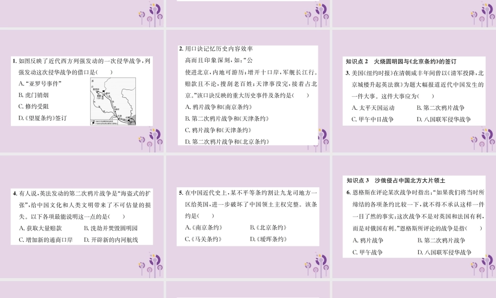 (河南专版)八年级历史上册 第一单元 中国开始沦为半殖民地半封建社会 第2课 第二次鸦片战争课件 新人教版 课件