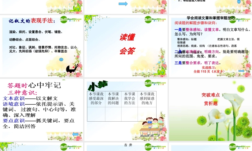 中考语文复习课件 记叙文阅读方法指导 课件
