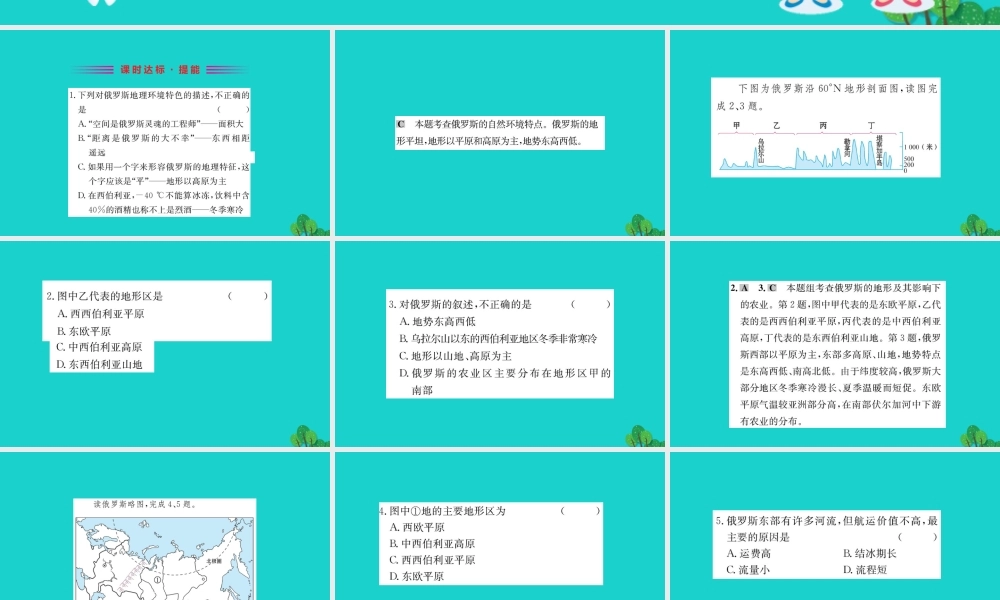七年级地理下册 第七章 第四节 俄罗斯习题课件(新版)新人教版 课件