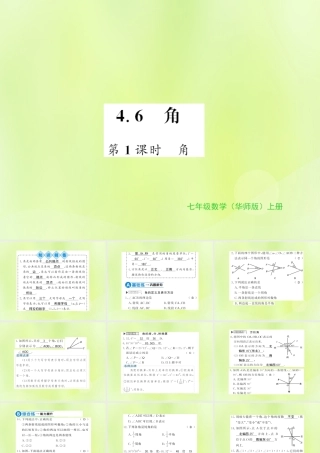 七年级数学上册 第4章 图形的初步认识 4.6 角 第1课时 角习题课件 (新版)华东师大版 课件