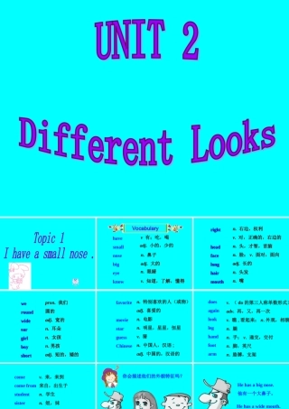 topic1 sectionA 七年级英语上：Unit 2 Topic 1 I have a small nose课件(仁爱版)