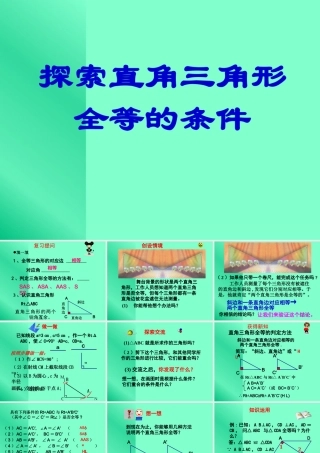 11.3 HL(斜边直角边) 七年级第十一章 图形的全等全套课件 苏科版