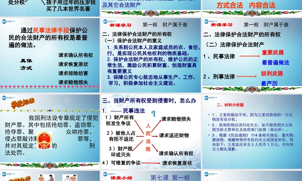 七年级政治下册 第七课 第一框 财产属于谁课件 新人教版 课件