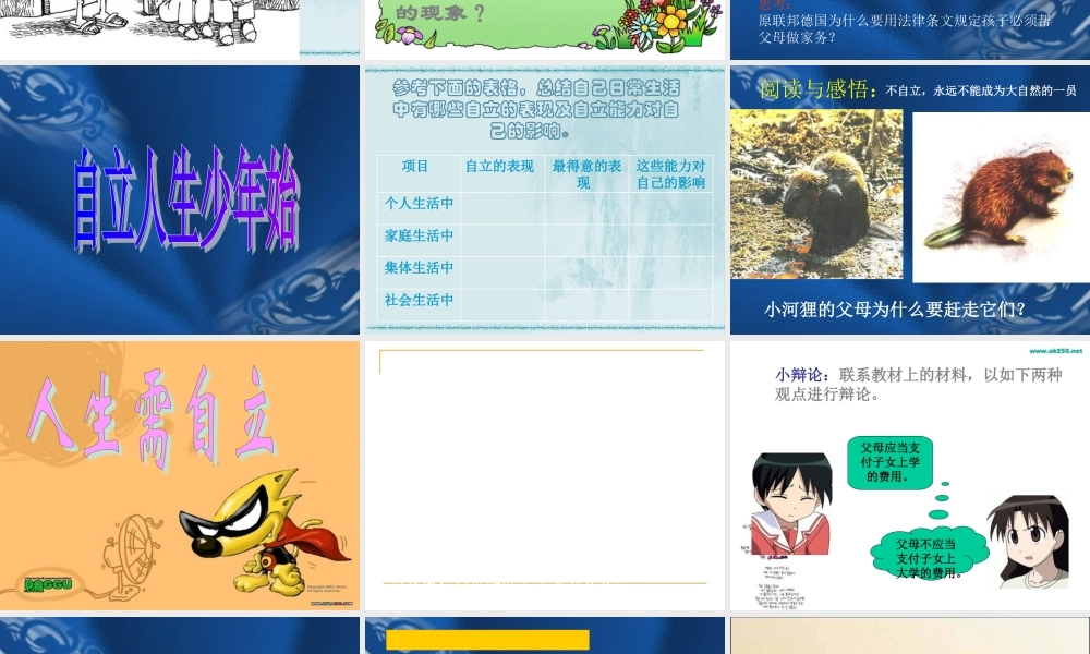 七年级政治自己的事自己干 七年级政治下：第三课 走向自立人生 课件人教版新课标