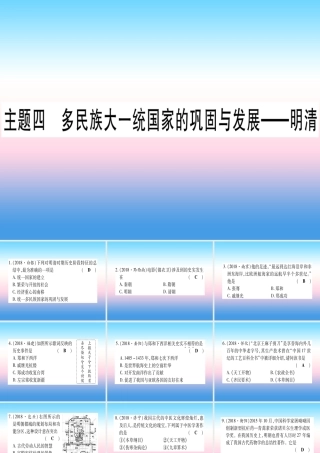 (云南专用)中考历史总复习 第一篇 考点系统复习 板块1 中国古代史 主题四 多民族大一统国家的巩固与发展—明清(精练)课件