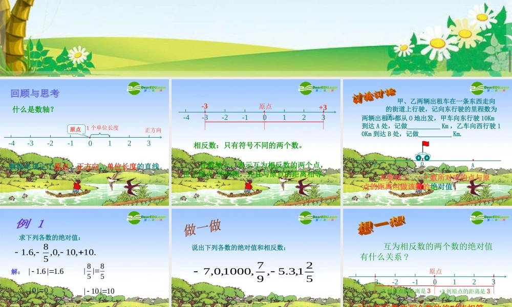 七年级数学上册 第一章从自然有到有理数1.4绝对值课件 浙教版 课件