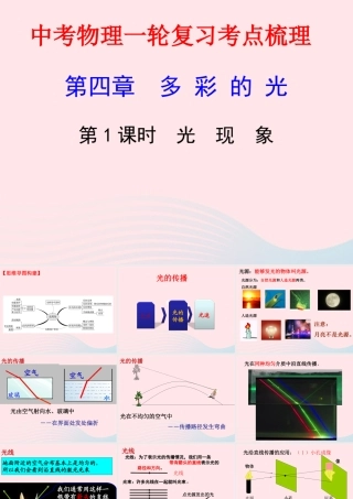 中考物理一轮复习 第四章 多彩的光第一课时 光现象考点梳理课件 沪科版 课件