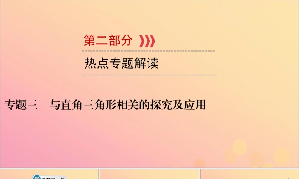 (贵阳专用)中考数学总复习 第二部分 热点专题解读 专题三 与直角三角形相关的探究及应用课件