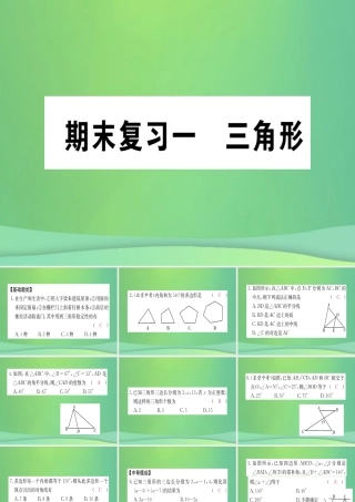 (江西专用)八年级数学上册 期末复习一 三角形作业课件 (新版)新人教版 课件