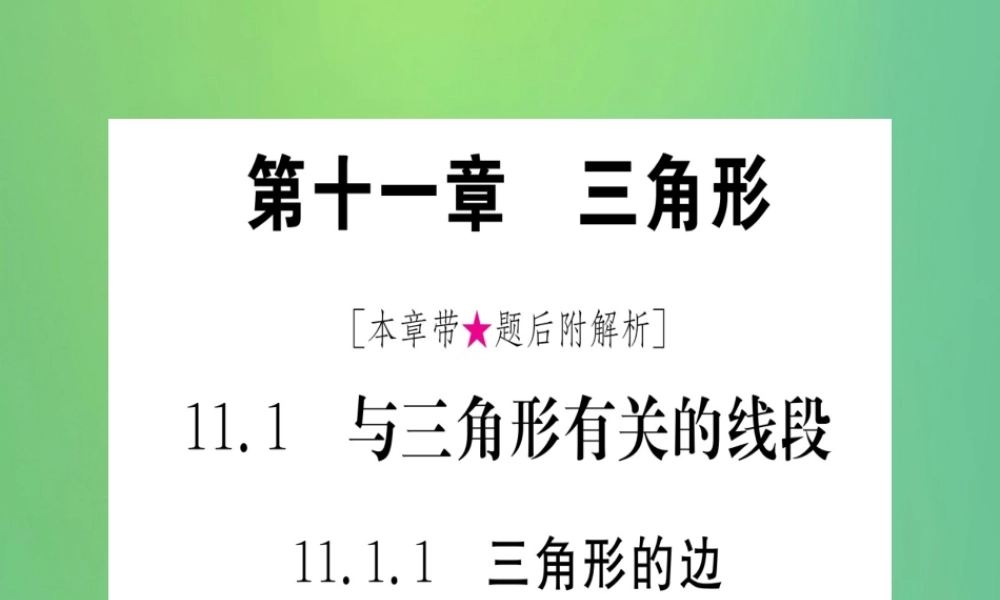 (江西专用)八年级数学上册 第11章 三角形 11.1 与三角形有关的线段 11.1.1 三角形的边作业课件 (新版)新人教版 课件