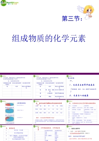 九年级化学 第三节组成物质的化学元素(2)沪教版 课件