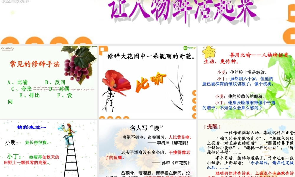 中考语文作文辅导 修辞 让生活鲜活起来课件 人教新课标版 课件