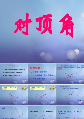 七年级数学上册 5.1 相交线 5.1.1 对顶角教学课件 (新版)华东师大版 课件