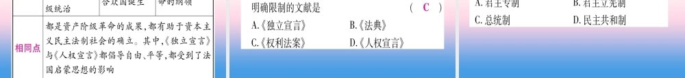 (甘肃专用)中考历史总复习 第一篇 考点系统复习 板块五 世界近代史 主题二 资本主义制度的初步确立(精讲)课件