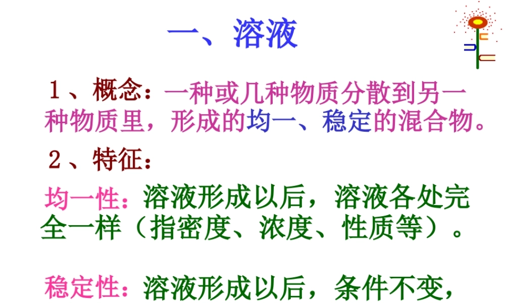 九年级化学(溶液的形成)课件