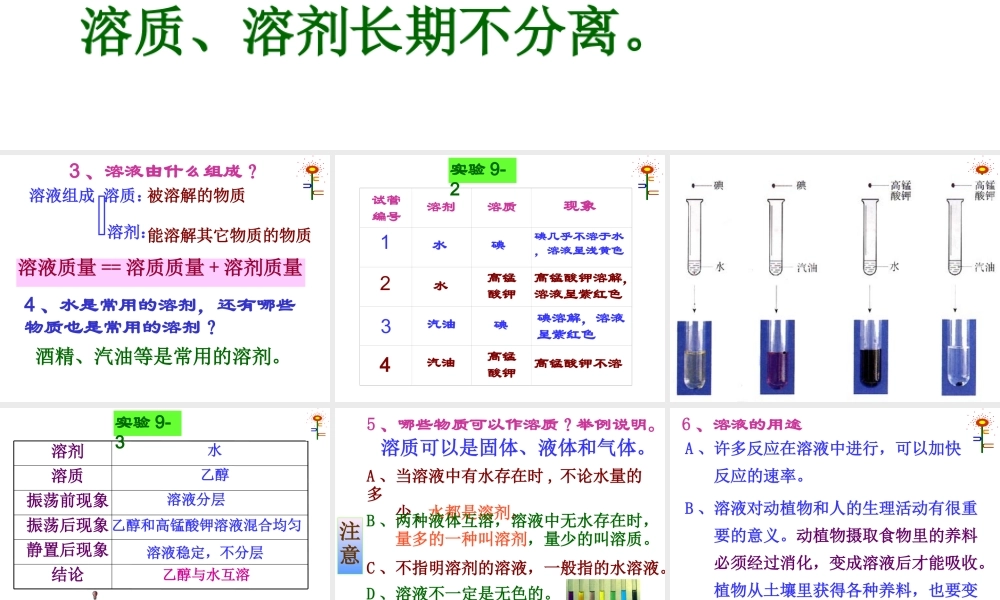 九年级化学(溶液的形成)课件
