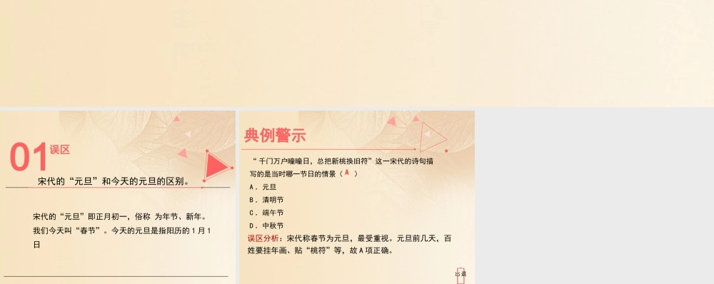 (秋季版)七年级历史下册 第二单元 辽宋夏金元时期：民族关系发展和社会变化 第12课(宋元时期的都市和文化)误区预警素材 新人教版 素材