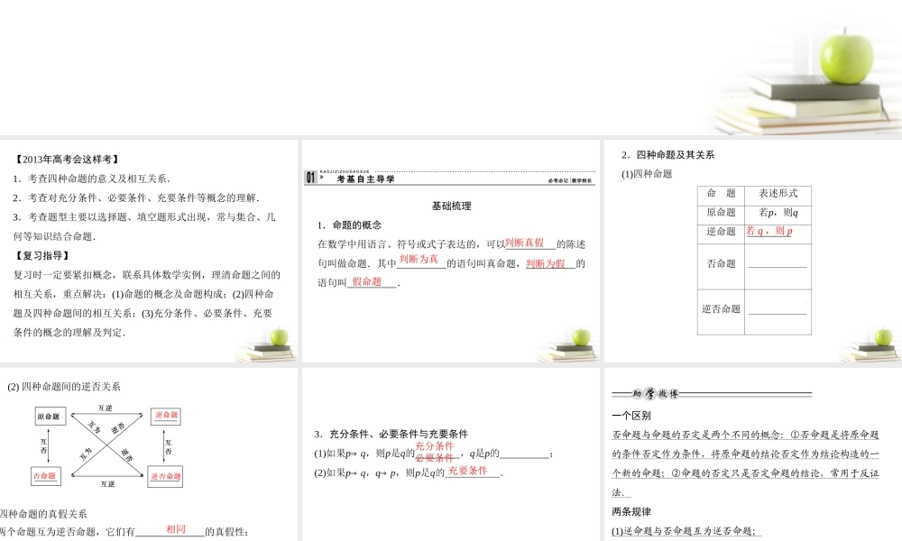 2命题及其关系、充分条件与必要条件课件 理 课件