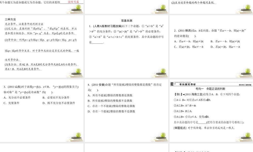 2命题及其关系、充分条件与必要条件课件 理 课件
