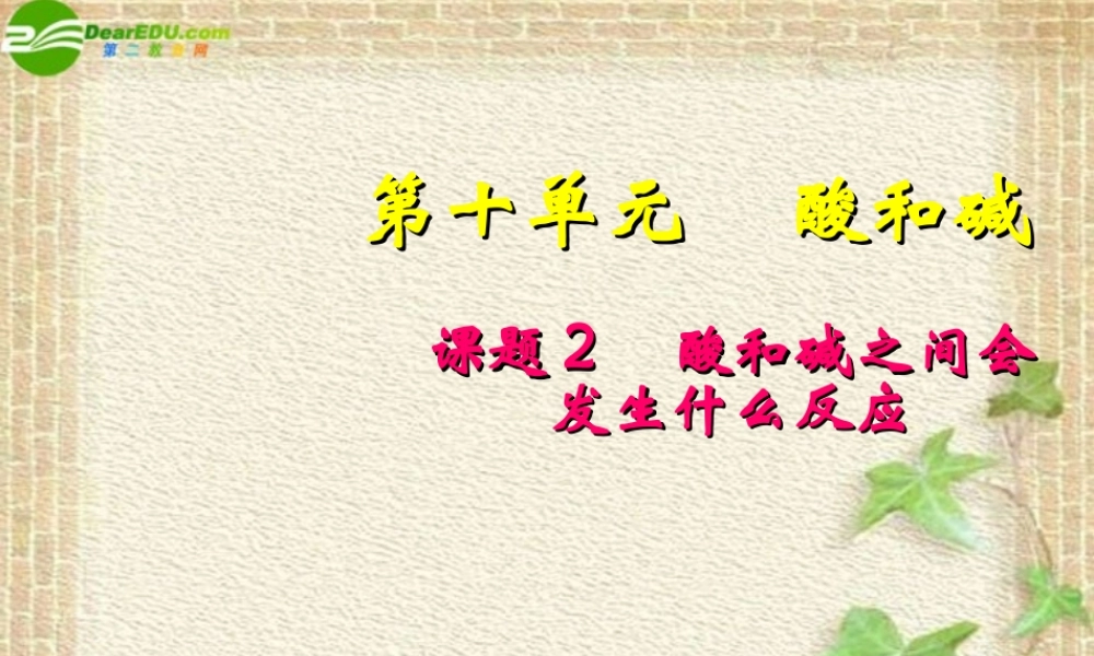 九年级化学下册 酸碱之间会发生什么反应课件 人教新课标版 课件