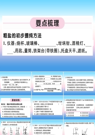 (江西专版)九年级化学下册 第十一单元 盐 化肥 实验活动8 粗盐中难溶性杂质的去除习题课件 (新版)新人教版 课件
