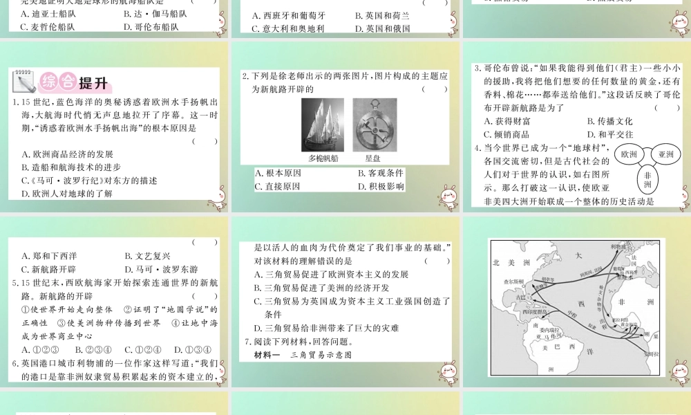九年级历史上册 第四单元 近代的开端和新制度的确立 第13课 新航路的开辟与早期殖民掠夺课件 岳麓版 课件