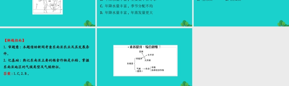 七年级地理下册 第七章 第二节 东南亚(一 十字路口的位置 热带气候与农业生产)习题课件(新版)新人教版 课件
