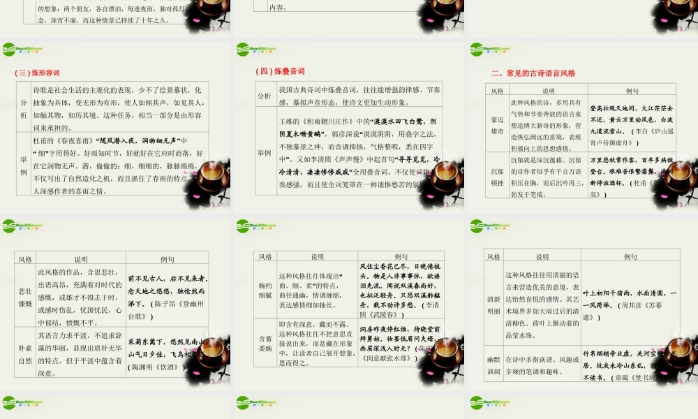 (三维设计)高考语文一轮复习 第二部分 专题7 古代诗歌鉴赏 第2讲 鉴赏诗歌的语言 课件