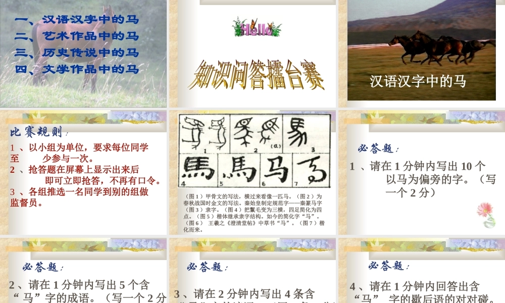 七年级下第六单元综合性学习马的世界课件 人教版 课件