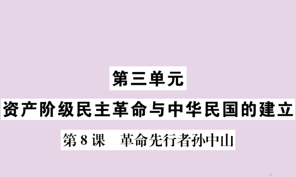 (河南专版)八年级历史上册 第三单元 资产阶级民主革命与中华民国的建立 第8课 革命先行者孙中山课件 新人教版 课件
