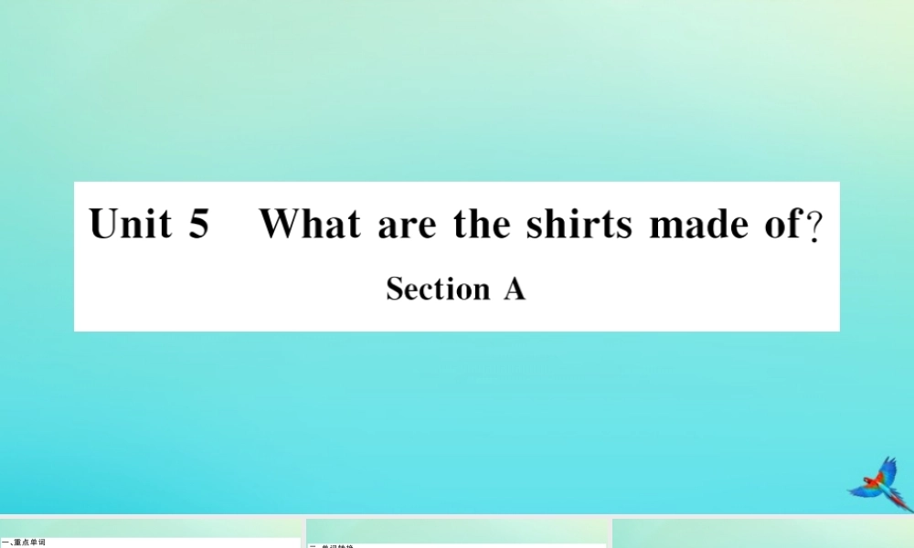 (河北专版)九年级英语全册 Unit 5 What are the shirts made of Section A习题课件 (新版)人教新目标版 课件