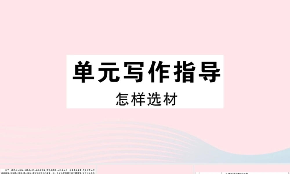 (通用版)文下册 第四单元 写作指导 怎样选材习题课件 新人教版 课件