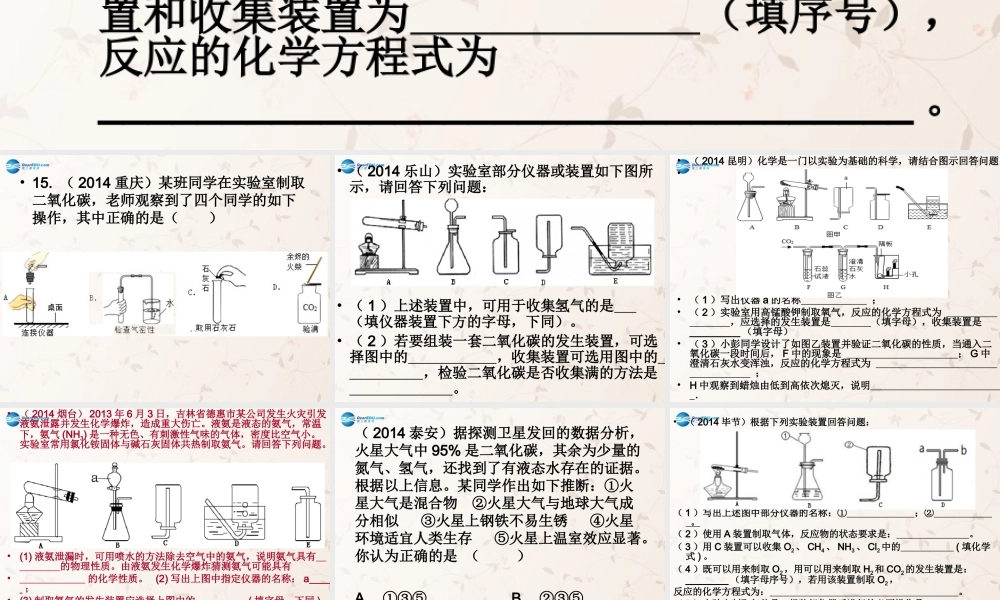 九年级化学上册 二氧化碳复习课件 鲁教版 课件