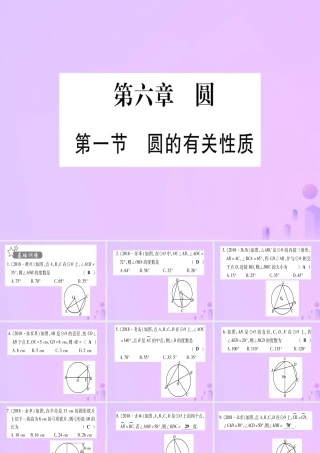 (云南专用)中考数学 第一轮 考点系统复习 第6章 圆 第1节 圆的有关性质作业课件