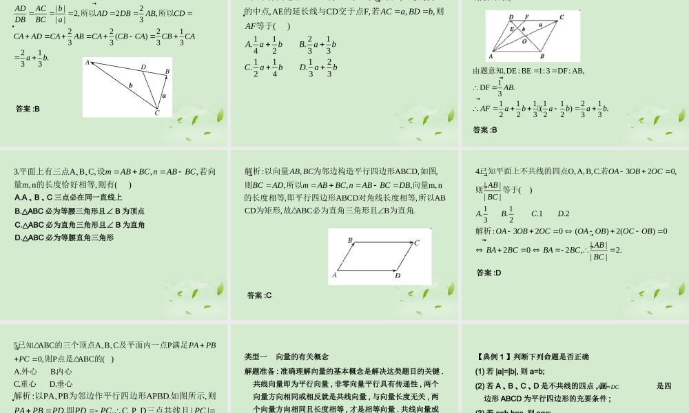(走向清华北大)高考总复习 平面向量的概念及线性运算课件