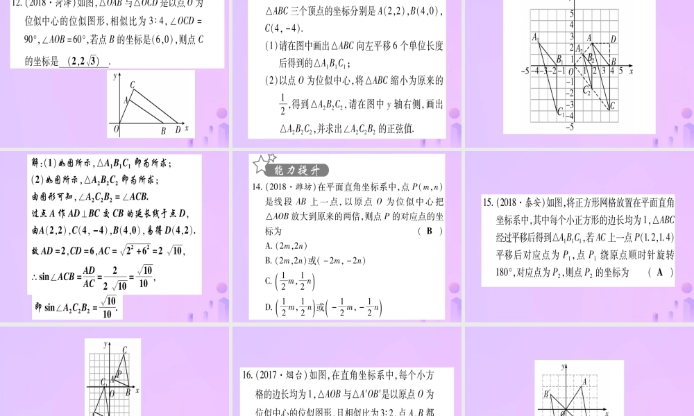 (云南专用)中考数学 第一轮 考点系统复习 第7章 图形与变换 第3节 图形的平移、旋转、对称与位似作业课件