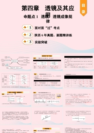 中考物理一轮复习 基础考点一遍过 第四章 光的折射 透镜 命题点1 透镜 透镜成像规律课件