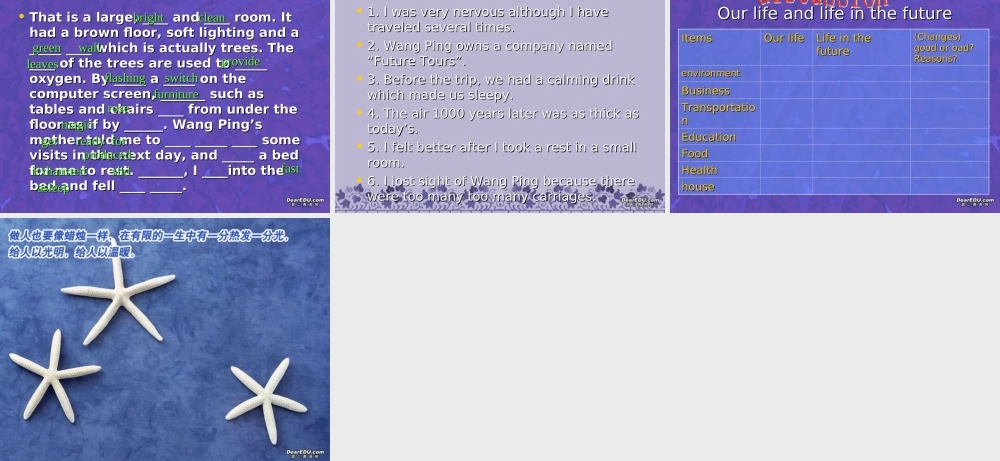 life in the future1 高二英语life in the future课件[整理五课时]人教版 高二英语life in the future课件[整理五课时]人教版