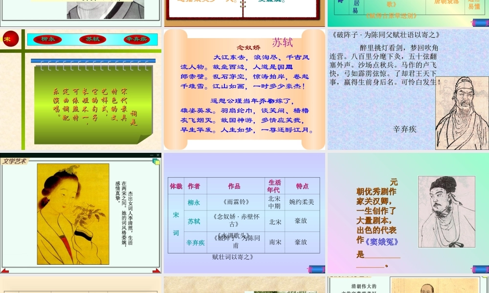 七年级历史下册 4.19(文学艺术(上))课件 华东师大版 课件