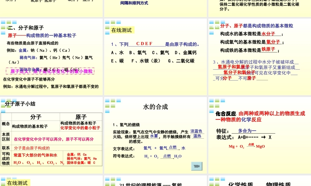 九年级化学 21水分子的运动课件 鲁教版 课件