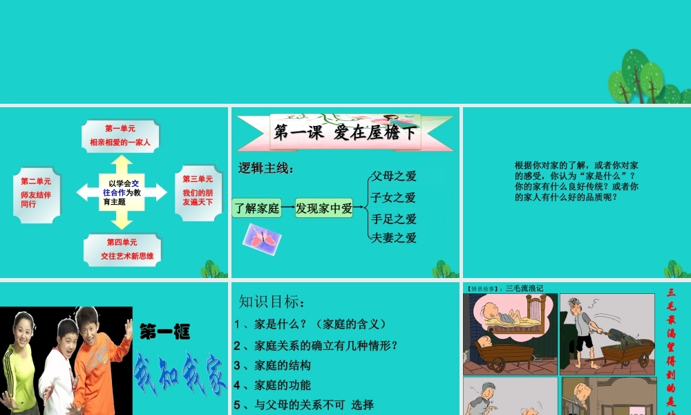(秋季版)七年级政治上册 第三单元 第一节 第3框 我爱我家课件7 湘师版(道德与法治) 课件