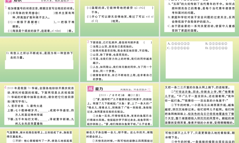 (河北专版)九年级语文上册 第四单元 16 孤独之旅作业课件 新人教版 课件