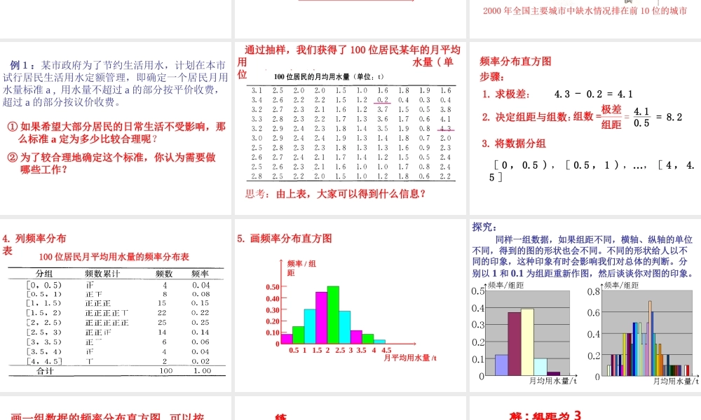 221用样本的频率分布估计总体分布1 12周课件