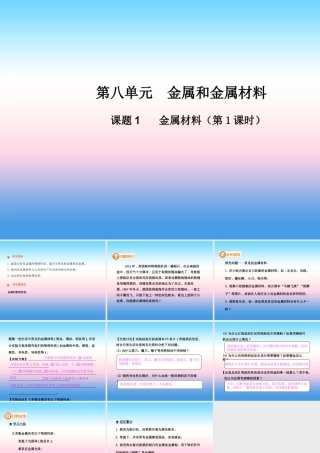 九年级化学下册 第八单元 金属和金属材料 课题1 金属材料(第1课时)高效课堂课件 (新版)新人教版 课件