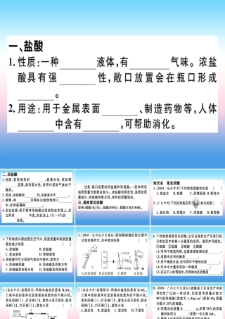 九年级化学下册 第十单元 酸和碱 课题1 第2课时 常见的酸习题课件 新人教版 课件