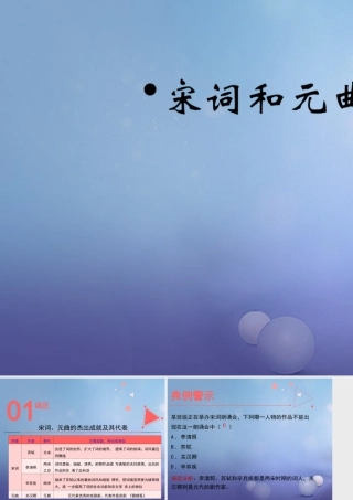 (秋季版)七年级历史下册 第14课(宋词和元曲)(误区预警)素材 北师大版 素材