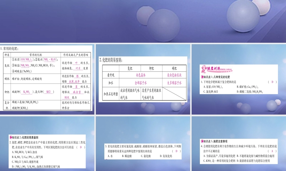 九年级化学下册 第十一单元 盐 化肥 112 化学肥料课件 (新版)新人教版 课件