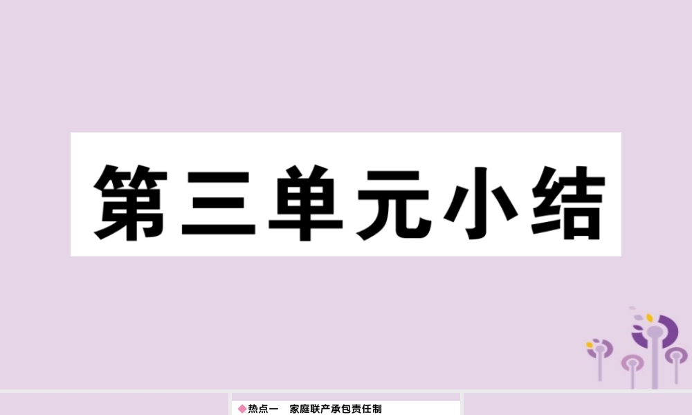 (玉林专版)八年级历史下册 第三单元 中国特色社会主义道路小结习题课件 新人教版 课件